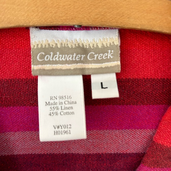 90’s Coldwater Creek rainbow stripe chore jacket colorful linen size W’s Large - Picture 2 of 3